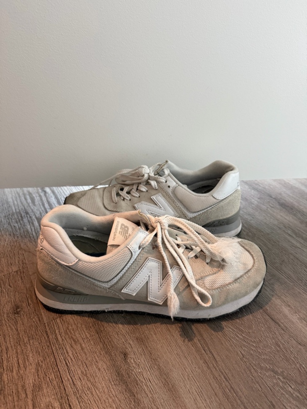 New Balance Light Gray Suede & Mesh Sneakers
